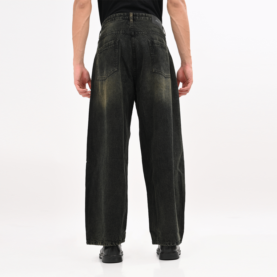 Wide Leg Black &Green Jeans - Image 5