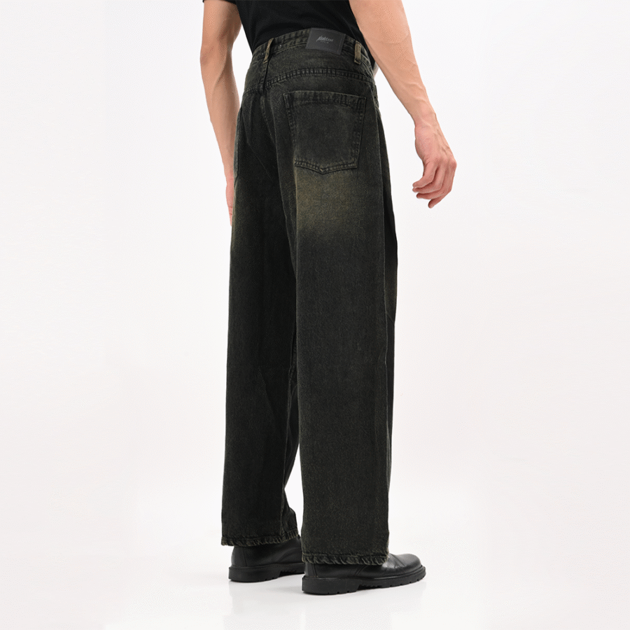 Wide Leg Black &Green Jeans - Image 6