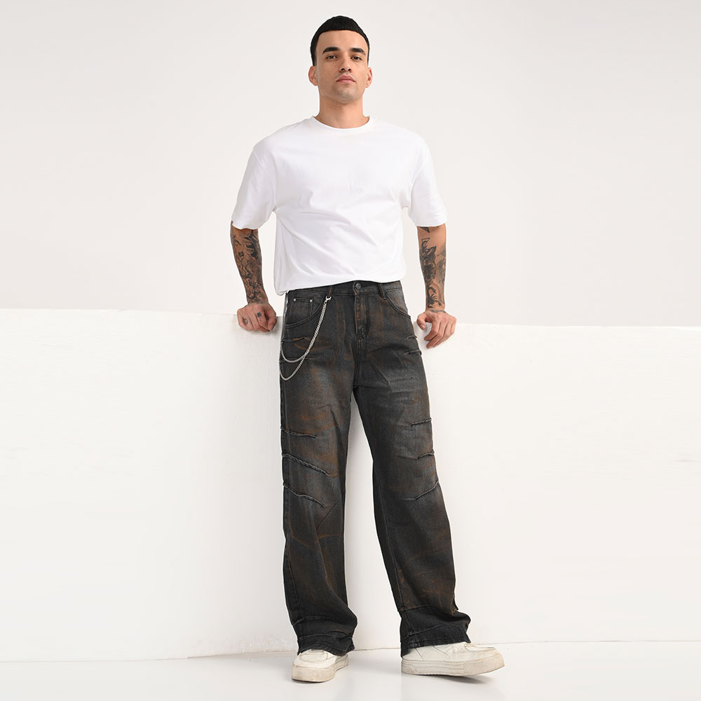 Customised Ultra Baggy Black Jeans
