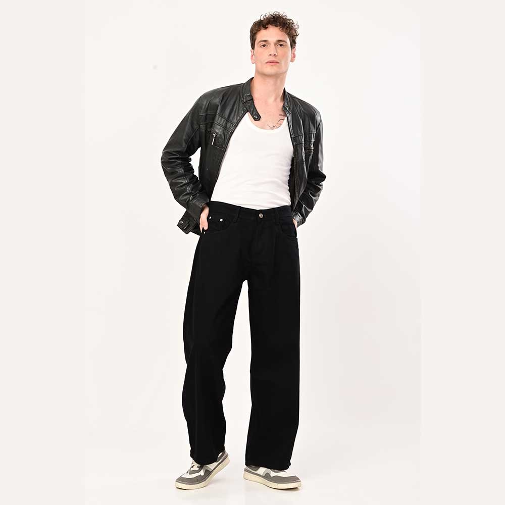 Barrel fit black jeans
