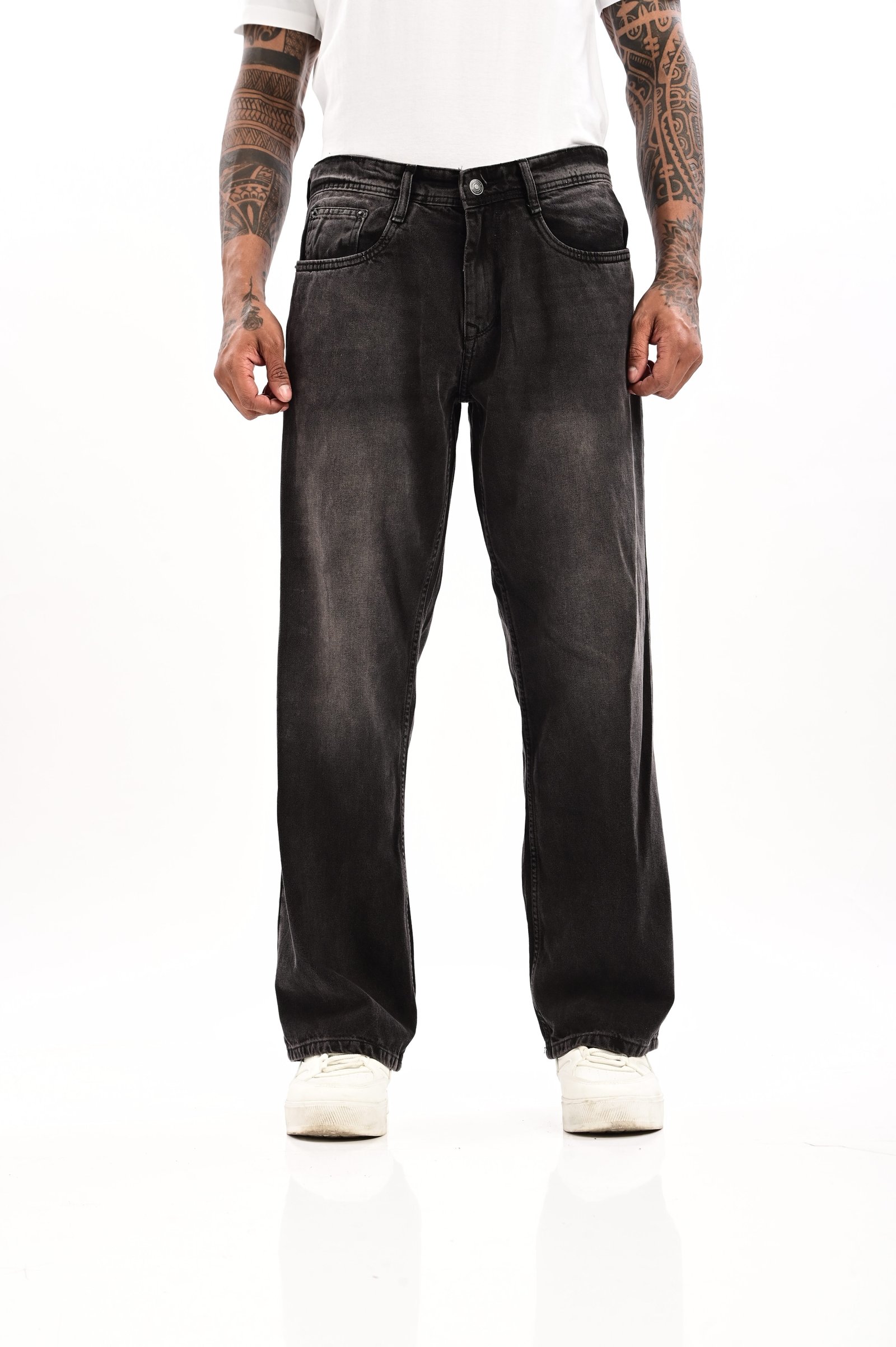 Loose fit black & red shaded  jeans